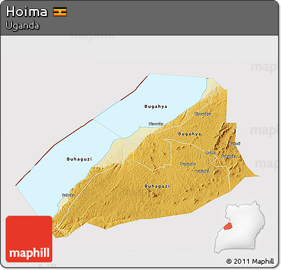 Physical 3D Map of Hoima, cropped outside