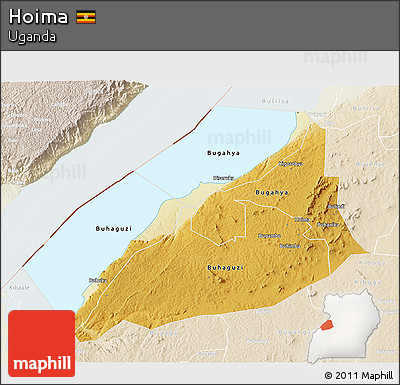 Physical 3D Map of Hoima, lighten