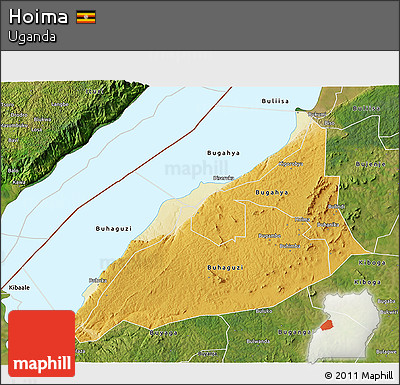 Physical 3D Map of Hoima, satellite outside