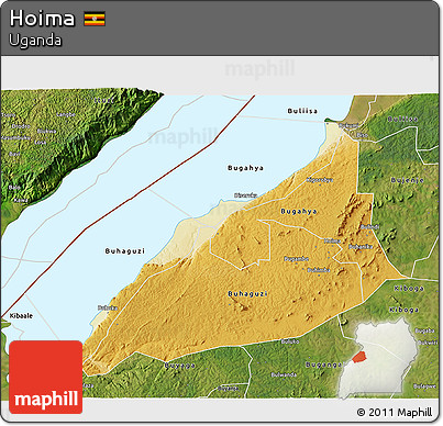 Physical 3D Map of Hoima, satellite outside