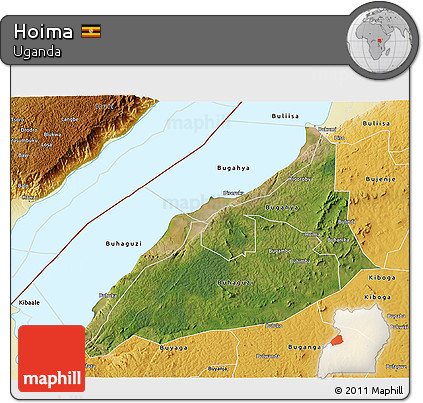 Satellite 3D Map of Hoima, physical outside