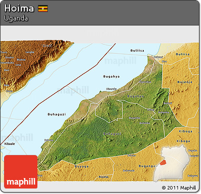 Satellite 3D Map of Hoima, physical outside