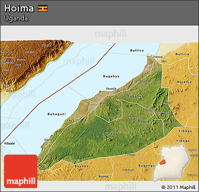 Satellite 3D Map of Hoima, physical outside