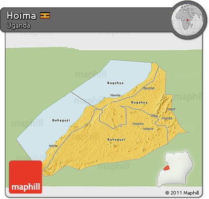 Savanna Style 3D Map of Hoima, single color outside