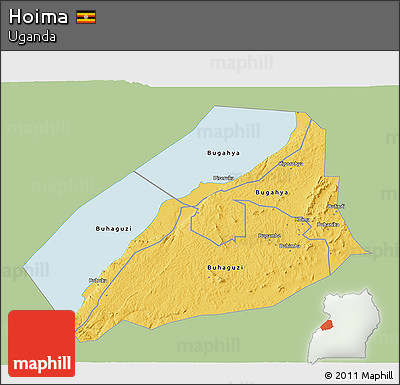 Savanna Style 3D Map of Hoima, single color outside