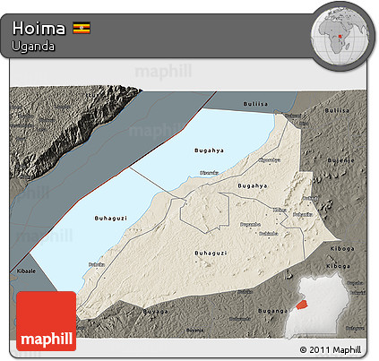 Shaded Relief 3D Map of Hoima, darken