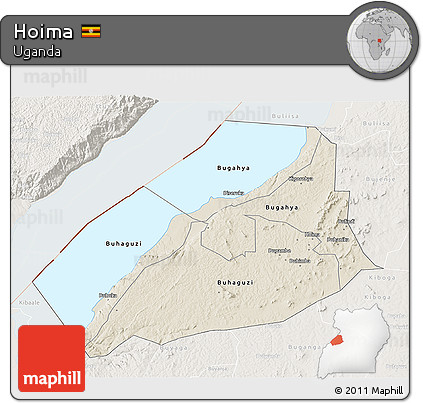 Shaded Relief 3D Map of Hoima, lighten