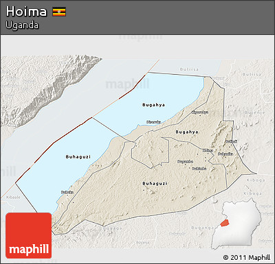 Shaded Relief 3D Map of Hoima, lighten