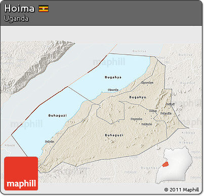 Shaded Relief 3D Map of Hoima, lighten