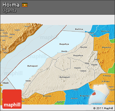 Shaded Relief 3D Map of Hoima, political outside