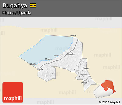 Classic Style 3D Map of Bugahya, single color outside