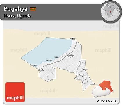 Classic Style 3D Map of Bugahya, single color outside