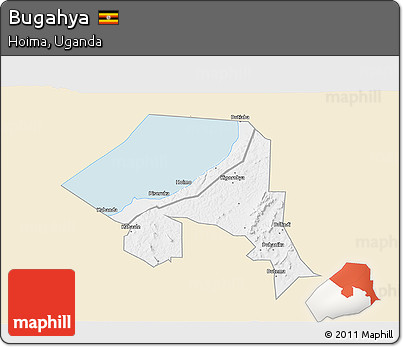 Classic Style 3D Map of Bugahya, single color outside