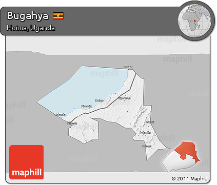 Gray 3D Map of Bugahya, single color outside