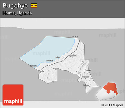 Gray 3D Map of Bugahya, single color outside