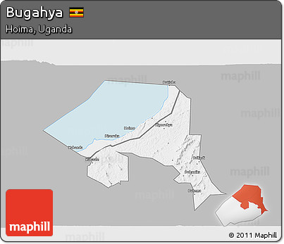 Gray 3D Map of Bugahya, single color outside