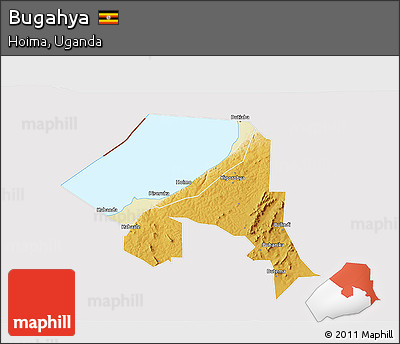 Physical 3D Map of Bugahya, cropped outside
