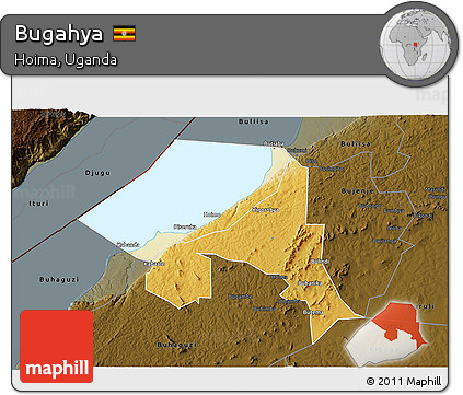 Physical 3D Map of Bugahya, darken