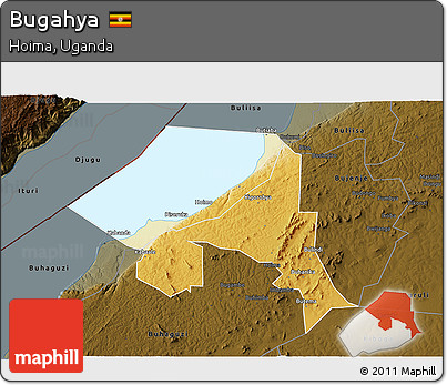 Physical 3D Map of Bugahya, darken