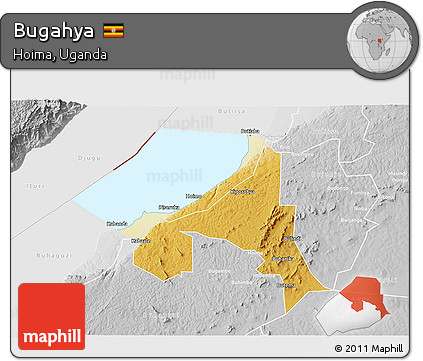 Physical 3D Map of Bugahya, lighten, desaturated