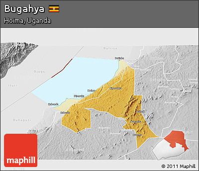 Physical 3D Map of Bugahya, lighten, desaturated