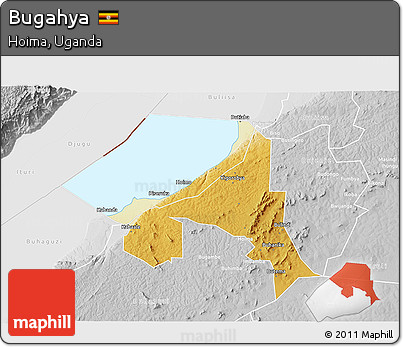 Physical 3D Map of Bugahya, lighten, desaturated