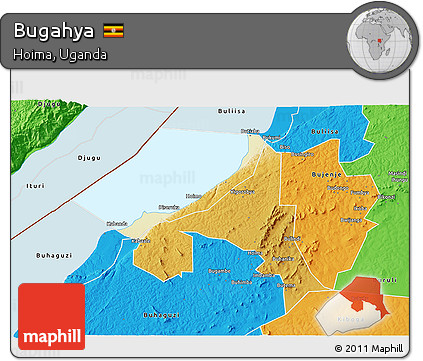 Physical 3D Map of Bugahya, political outside