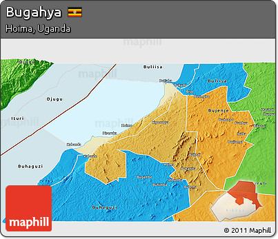 Physical 3D Map of Bugahya, political outside