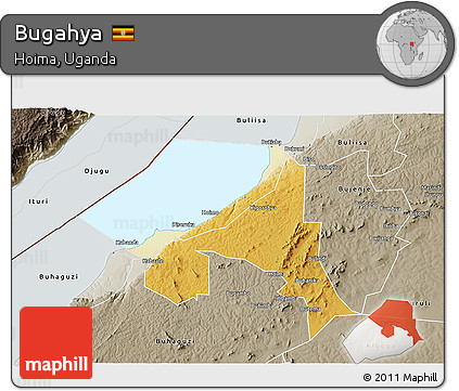 Physical 3D Map of Bugahya, semi-desaturated