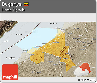 Physical 3D Map of Bugahya, semi-desaturated
