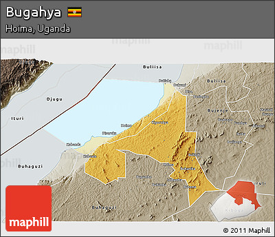 Physical 3D Map of Bugahya, semi-desaturated