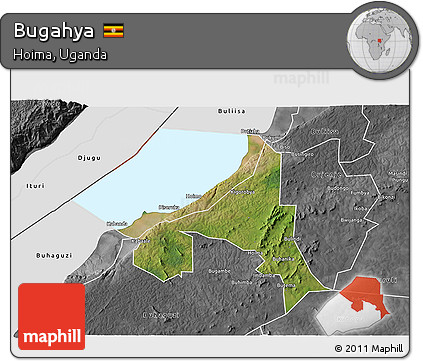 Satellite 3D Map of Bugahya, desaturated