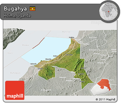 Satellite 3D Map of Bugahya, lighten, semi-desaturated