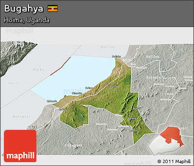 Satellite 3D Map of Bugahya, lighten, semi-desaturated