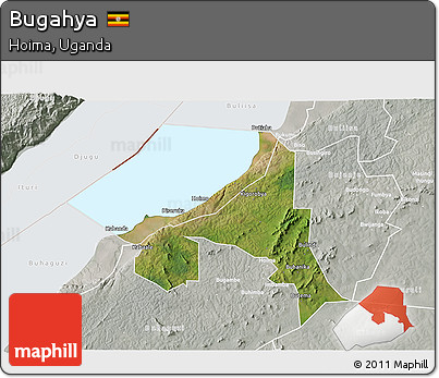 Satellite 3D Map of Bugahya, lighten, semi-desaturated