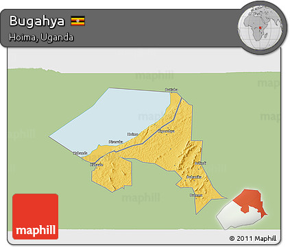 Savanna Style 3D Map of Bugahya, single color outside