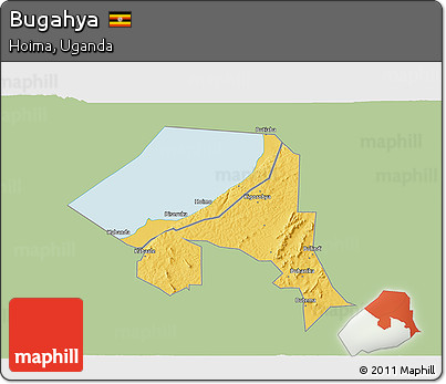 Savanna Style 3D Map of Bugahya, single color outside