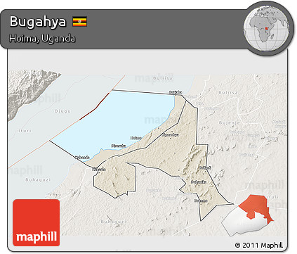 Shaded Relief 3D Map of Bugahya, lighten