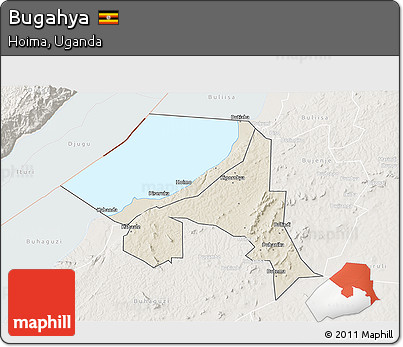 Shaded Relief 3D Map of Bugahya, lighten