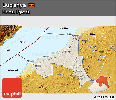 Shaded Relief 3D Map of Bugahya, physical outside