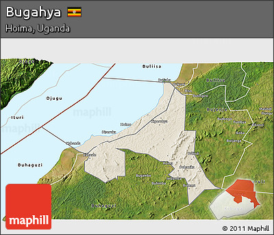 Shaded Relief 3D Map of Bugahya, satellite outside