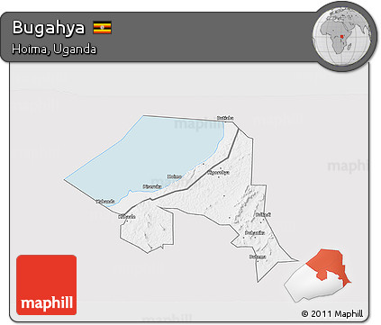 Silver Style 3D Map of Bugahya, single color outside