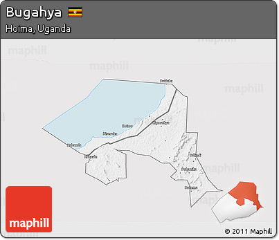 Silver Style 3D Map of Bugahya, single color outside