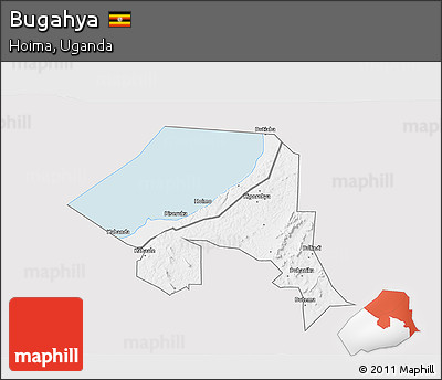 Silver Style 3D Map of Bugahya, single color outside