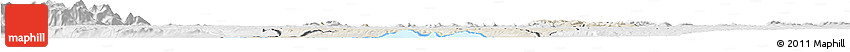 Shaded Relief Horizon Map of Bugahya, lighten, desaturated
