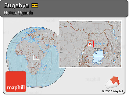 Gray Location Map of Bugahya, highlighted parent region, hill shading