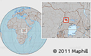 Gray Location Map of Bugahya, highlighted parent region, hill shading