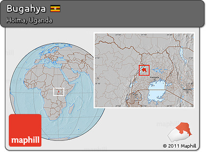 Gray Location Map of Bugahya, hill shading