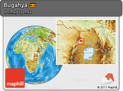 Physical Location Map of Bugahya, highlighted parent region, within the entire country
