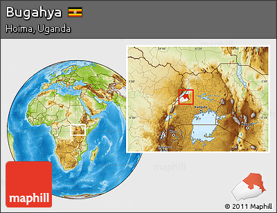 Physical Location Map of Bugahya, highlighted parent region, within the entire country